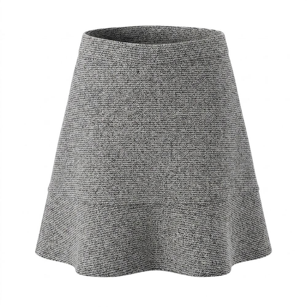 Loft Gray Marled Knit A-Line Skirt Solid Women Size S